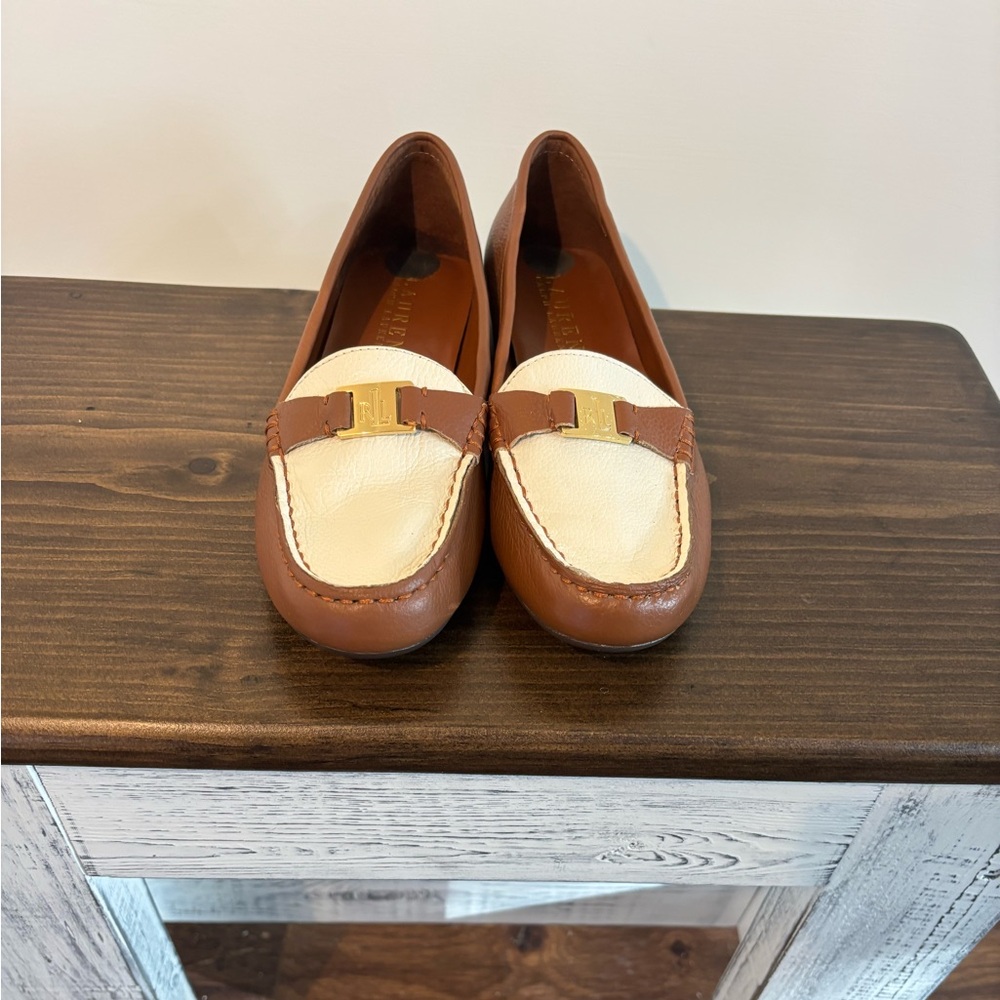 Vintage Lauren Ralph Lauren Brown and White Driving Loafers Size 8*